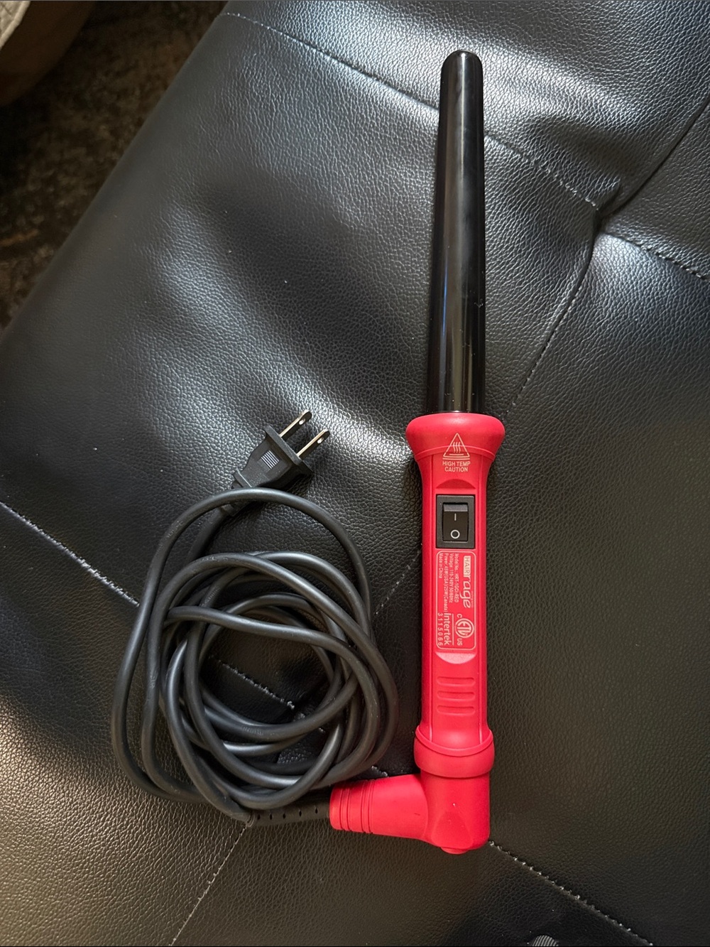 Red and Black Tapered Curling Wand